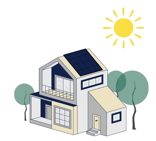 Illustration maison avec panneaux solaires